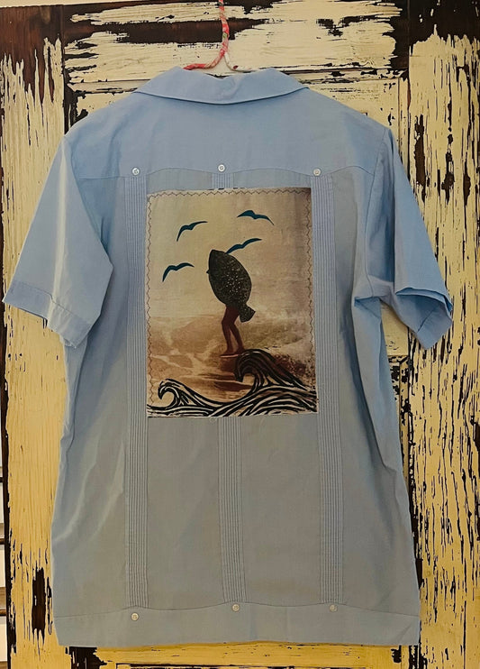 Floundered collage Guayabera shirt