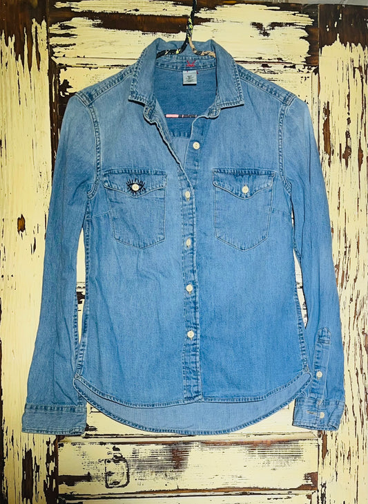 Denim Snake Button Up