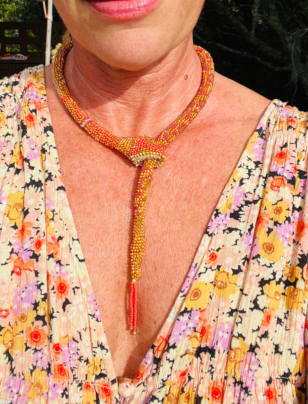 beaded serpent necklace