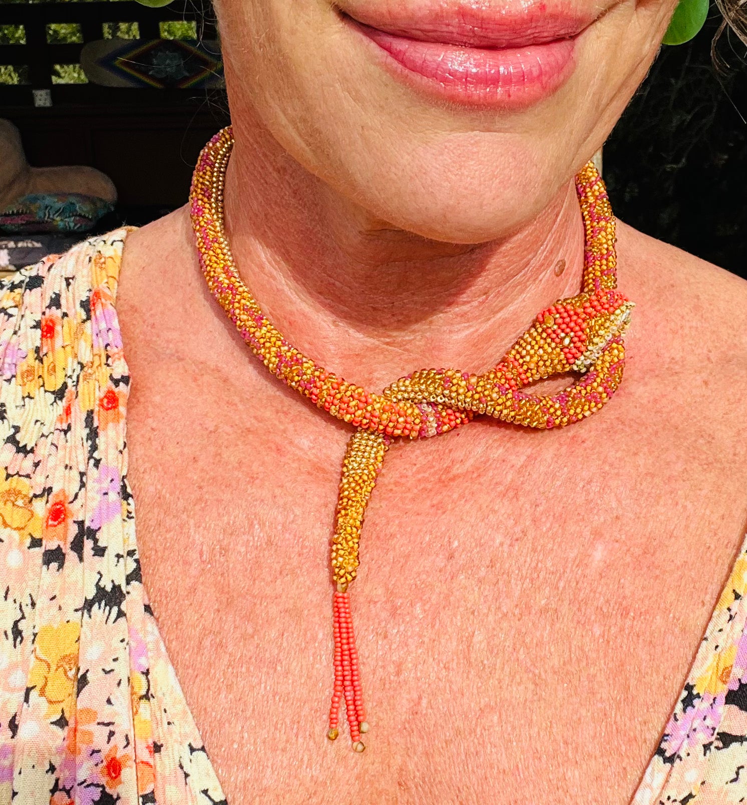 beaded serpent necklace